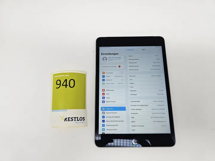 iPad Mini 4 32GB + Simkartenslot